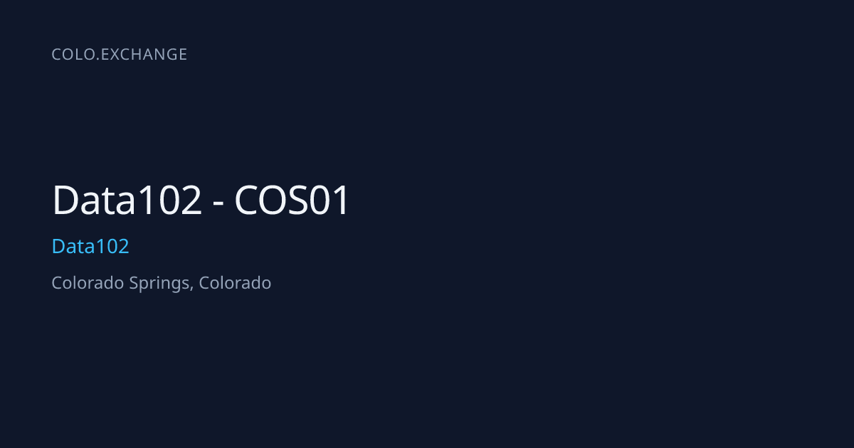 Data102 - COS01 — Data102 Data Center in Colorado Springs, Colorado ...