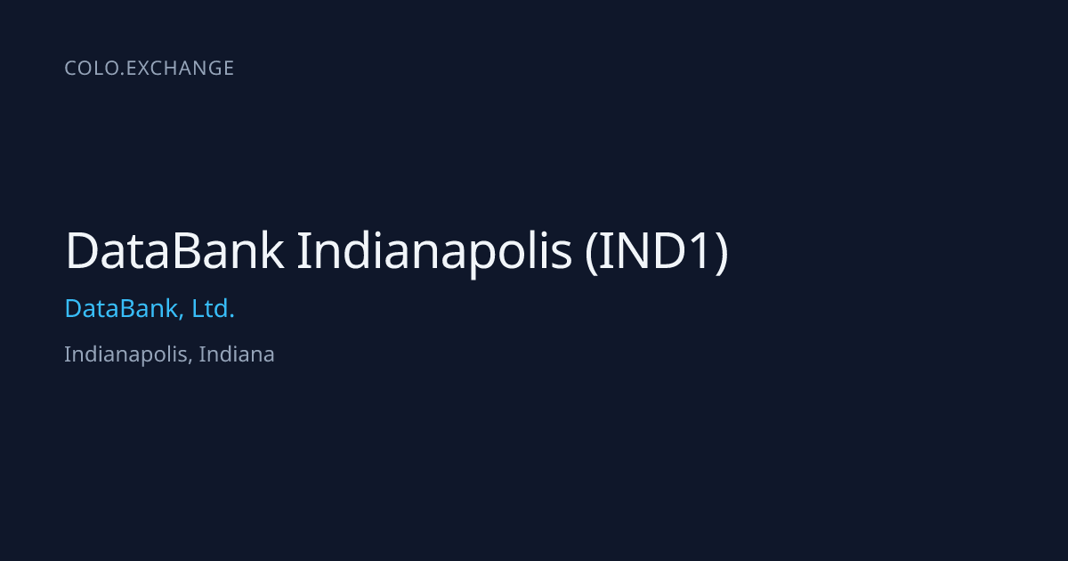 DataBank Indianapolis (IND1) — DataBank, Ltd. Data Center in ...