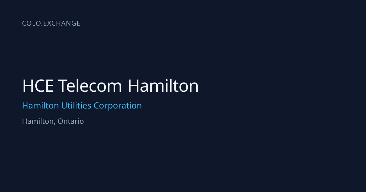 HCE Telecom Hamilton — Hamilton Utilities Corporation Data Center in ...