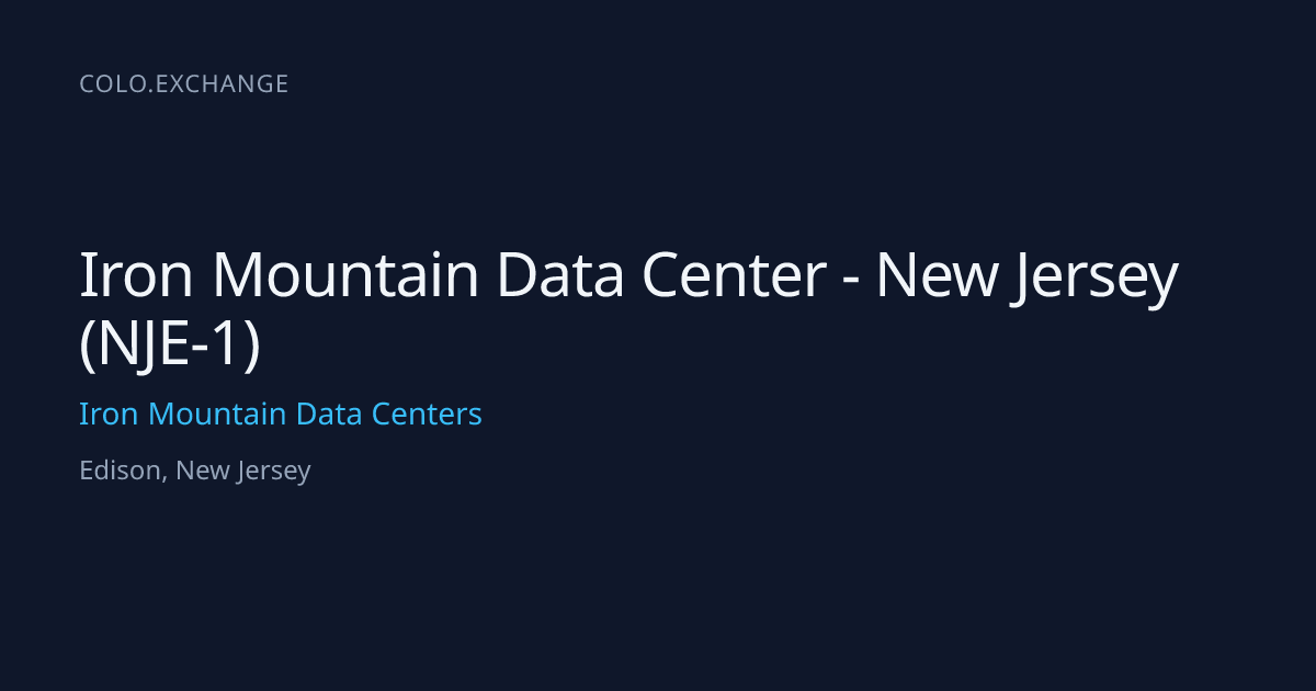Iron Mountain Data Center - New Jersey (NJE-1) — Iron Mountain Data ...