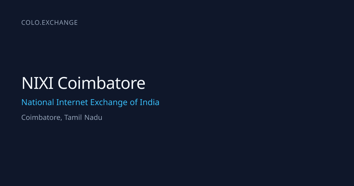 NIXI Coimbatore — National Internet Exchange of India Data Center in ...