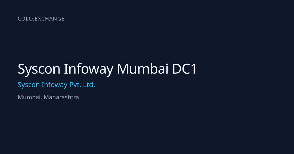 Syscon Infoway Mumbai DC1 — Syscon Infoway Pvt. Ltd. Data Center in ...
